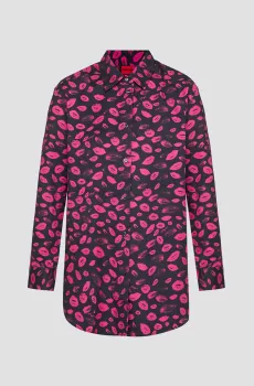 Женская черная блуза с узором Черный 32 HUGO 50509201;963