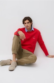 Reserved - Регулярна кофта з бавовною - червоний - 407HM-33X