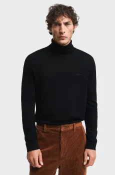 Мужской черный шерстяной гольф EXTRAFINE MERINO WOOL TURTLENECK Черный L Gant 8050207