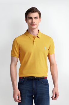 U.S. Polo Assn. Men Solid Polo Collar Cotton Slim Fit T-Shirt
