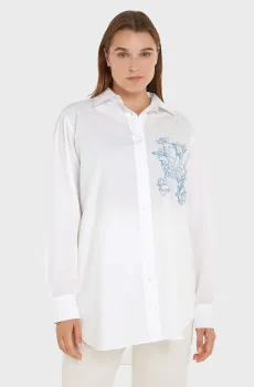 Женская белая рубашка IMD ORG CO FLORAL OVRSZD Белый XXS Tommy Hilfiger WW0WW38009