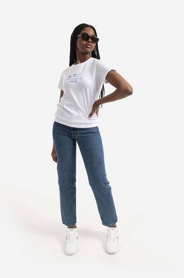 Хлопковая футболка A.P.C. Jenny цвет белый COEAV.F26091-WHITE Хлопковая футболка A.P.C. Jenny цвет белый COEAV.F26091-WHITE