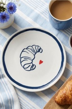 Керамічна тарілка з принтом - білий