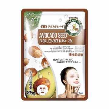 Тканевая маска для лица Mitomo 512 Avocado Seed Facial Essence Mask с экстрактом косточки авокадо, 25 г Тканевая маска для лица Mitomo 512 Avocado Seed Facial Essence Mask с экстрактом косточки авокадо, 25 г