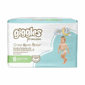 Подгузники Giggles Premium Extra Large размер 6 (15+ кг), 20 шт Подгузники Giggles Premium Extra Large размер 6 (15+ кг), 20 шт