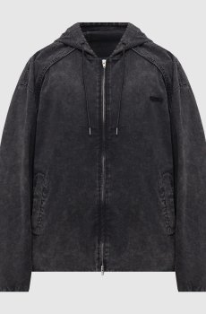 Черная куртка с эффектом потертости