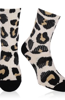 Носки женские AmiGA высокие, спорт, леопард крупный, размер 23-25