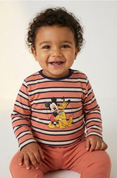 Смугаста бавовняна футболка Mickey Mouse - мідний