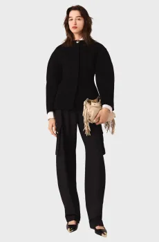 Женское черное шерстяное пальто Черный 36 MAJE MFPVE00750_Black