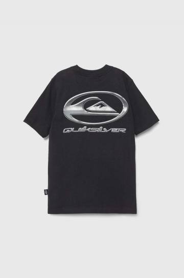 Детская хлопковая футболка Quiksilver CHROME LOGO цвет чёрный с принтом Детская хлопковая футболка Quiksilver CHROME LOGO цвет чёрный с принтом
