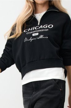 Спортивна кофта зі стійкою - чорний