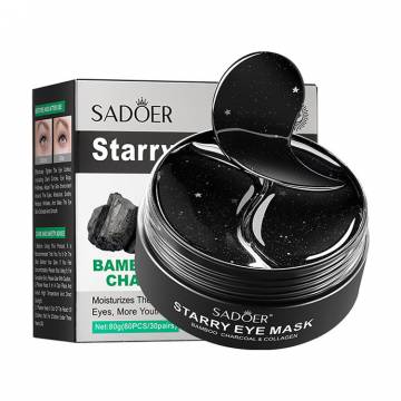 Гидрогелевые патчи для кожи вокруг глаз Sadoer Bamboo Charcoal & Collagen Starry Eye Mask с бамбуковым углем, 80 г, 60 шт Гидрогелевые патчи для кожи вокруг глаз Sadoer Bamboo Charcoal & Collagen Starry Eye Mask с бамбуковым углем, 80 г, 60 шт