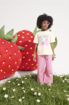 Бавовняна oversize футболка з принтом - світло-жовтий