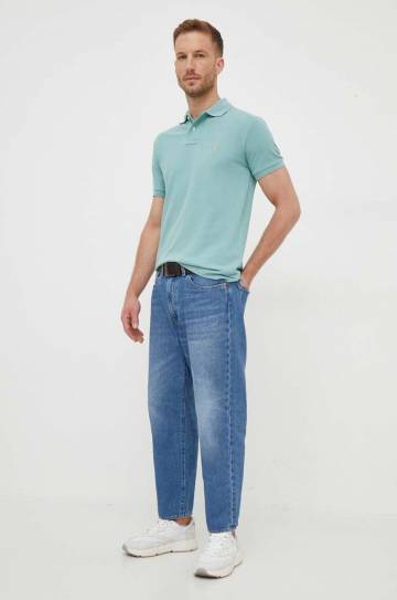 Хлопковое поло Polo Ralph Lauren цвет зелёный однотонный Хлопковое поло Polo Ralph Lauren цвет зелёный однотонный