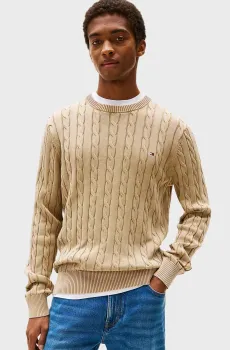 Мужской бежевый джемпер CLASSIC CABLE Бежевый XL Tommy Hilfiger MW0MW39524