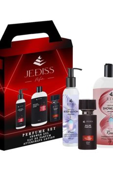 Парфюмированный набор женский Jediss 115 (гель для душа, 200 мл + парфюмированная вода, 50 мл + лосьон, 150 мл)