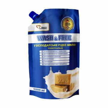 Универсальное хозяйственное жидкое мыло Wash & Free, 1 л Универсальное хозяйственное жидкое мыло Wash & Free, 1 л