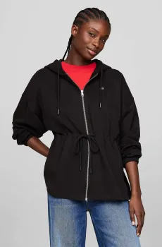 Женское черное худи TJW OVS ZIP THRU Черный S Tommy Jeans DW0DW18376