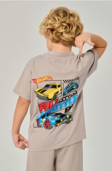 Бавовняна футболка з принтом Hot Wheels - сірий