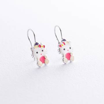 Детские серебряные серьги "Hello Kitty" 122732 Детские серебряные серьги "Hello Kitty" 122732