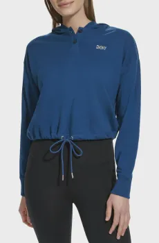 Женское синее худи METALLIC BUBBLE LOGO Синий M DKNY DP3T9723