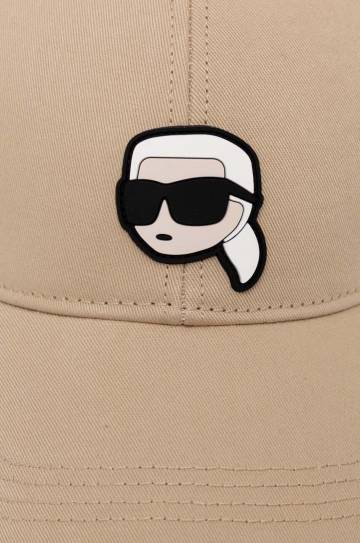 Хлопковая кепка Karl Lagerfeld цвет чёрный с аппликацией Хлопковая кепка Karl Lagerfeld цвет чёрный с аппликацией