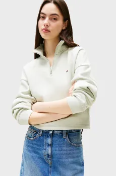 Женская мятная спортивная кофта TJW BXY CRP 1/4 ZIP Ментоловый L Tommy Jeans DW0DW20946