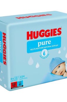 Детские влажные салфетки Huggies Pure для младенцев,4*56 шт