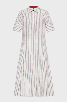 Женское белое платье в полоску MONOTYPE STP S/S MIDI SHIRTDRESS Белый XS Tommy Hilfiger WW0WW42317