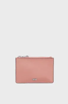 Женский розовый кожаный кардхолдер Коричневый ONESIZE DKNY R23Z1U36