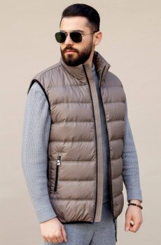 Мужской стеганый жилет цвета кофе SB-25205-brown-kava