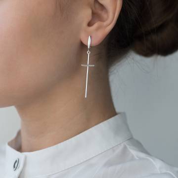 Серебряные серьги "Кресты" 122591 Серебряные серьги "Кресты" 122591