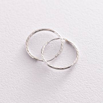 Серьги - кольца в белом золоте (1.8 см) с07153 Серьги - кольца в белом золоте (1.8 см) с07153