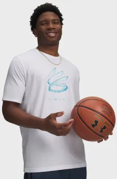 Мужская белая футболка Curry Splash Wdmrk Tee Белый XL Under Armour 6011257-100