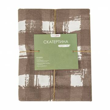Кухонная скатерть Home Line Клетка, серо-коричневая, 120*150 см (полупанама) (183211) Кухонная скатерть Home Line Клетка, серо-коричневая, 120*150 см (полупанама) (183211)
