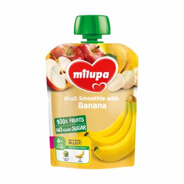 Детское фруктовое пюре Milupa Яблоко и банан, от 6-ти месяцев, 80 г Детское фруктовое пюре Milupa Яблоко и банан, от 6-ти месяцев, 80 г