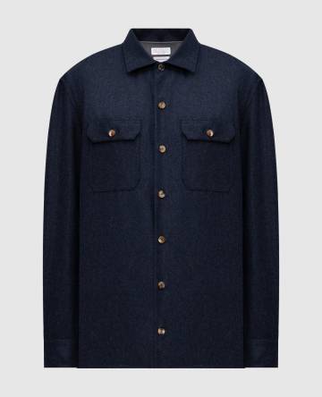 Синяя рубашка из шерсти