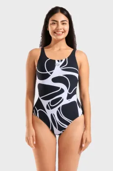 Женский черный купальник с узором SWIMSUIT ALINA WING BACK Черный 38 Arena 010836-510