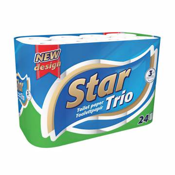 Туалетная бумага Ooops! Star Trio белая, 3-слойная, 90 отрывов, 24 рулона Туалетная бумага Ooops! Star Trio белая, 3-слойная, 90 отрывов, 24 рулона