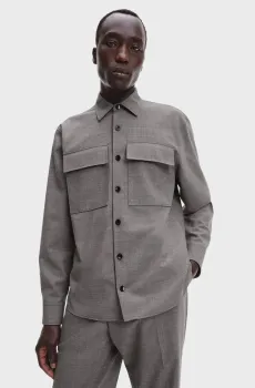 Мужская серая шерстяная рубашка TWO TONE Серый M Calvin Klein K10K111353