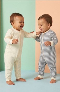 Бавовняний ромпер, 2 шт. - кремовий