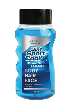 Мужской гель-шампунь для тела, волос и лица 3 в 1 EkoLine Men Sport Cool Shower Gel & Shampoo, 280 мл