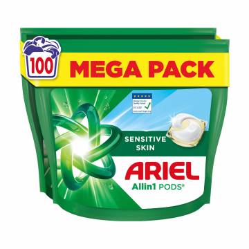 Капсулы для стирки ARIEL Pods All-in-1 Sensitive Skin для чувствительной кожи, 100 стирок, 100 шт Капсулы для стирки ARIEL Pods All-in-1 Sensitive Skin для чувствительной кожи, 100 стирок, 100 шт