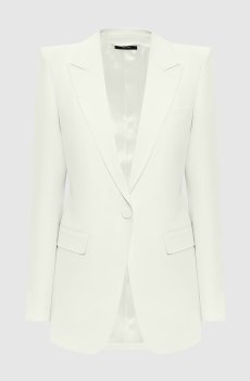 Жакет цвета айвори из шерсти и шелка