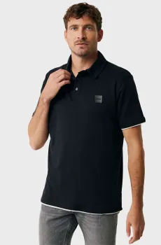 Мужское черное поло Faux layered polo regular fit Черный S Mexx MF007101151M