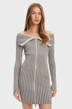 Женское серое платье в полоску Серый L Guess W5YK28.Z30I2;FJ8O