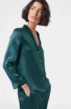 Женская бирюзовая шелковая рубашка PEARLY Бирюзовый S Etam 6529636
