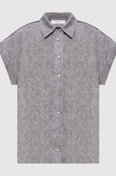 Серая рубашка из льна с отворотами