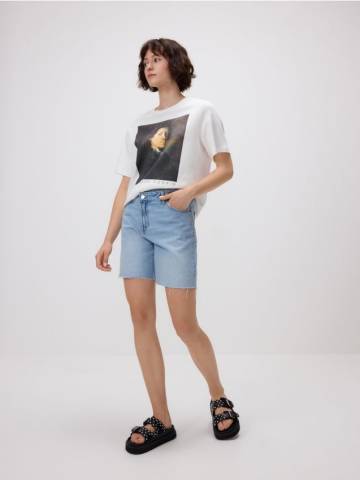 Reserved - Джинсові шорти з асиметричною застібкою - синій - 9341H-05J