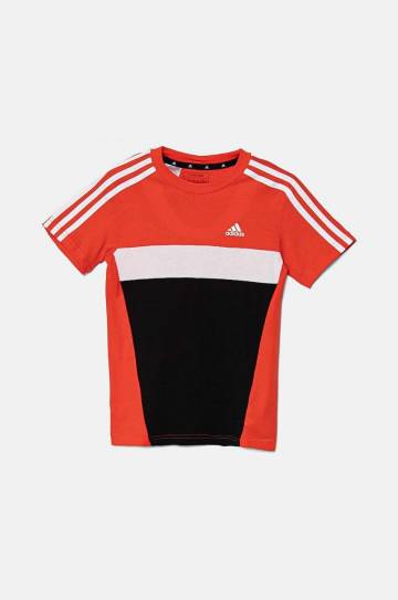 Детская хлопковая футболка adidas цвет оранжевый узорный Детская хлопковая футболка adidas цвет оранжевый узорный